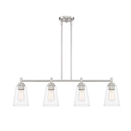 Designers Fountain Westin 60 Watt 4 Light Satin Platinum Pendant with Clear Glass Shade 95738-SP